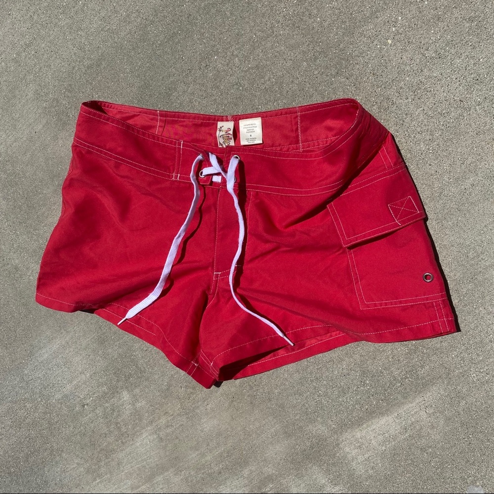 Red board shorts